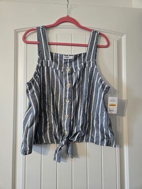 Sonoma Navy & White Striped Tie-Front Tank